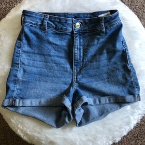 H&M black denim stretch shorts